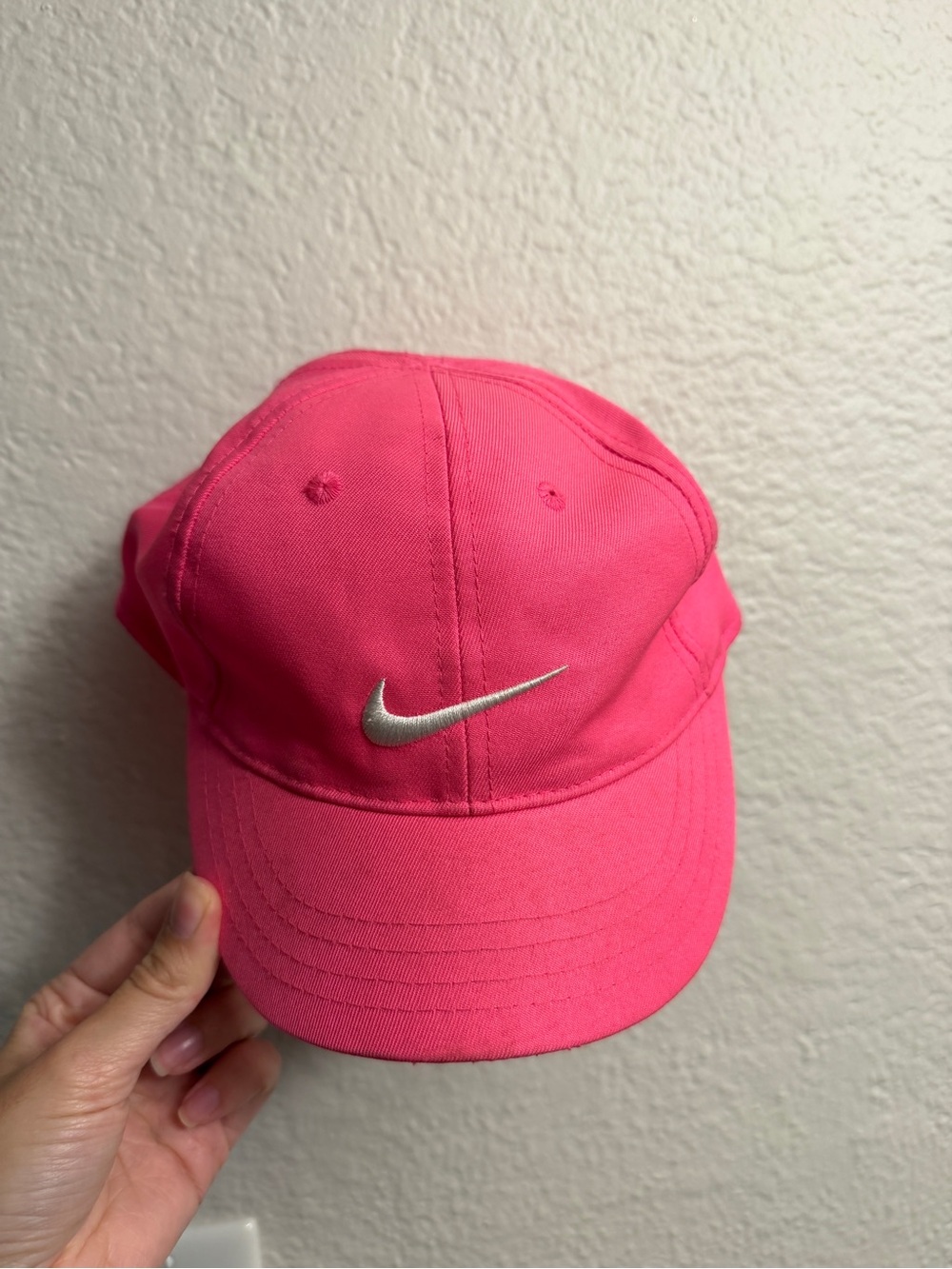 Nike Kids Bright Pink Cap with Silver Swoosh